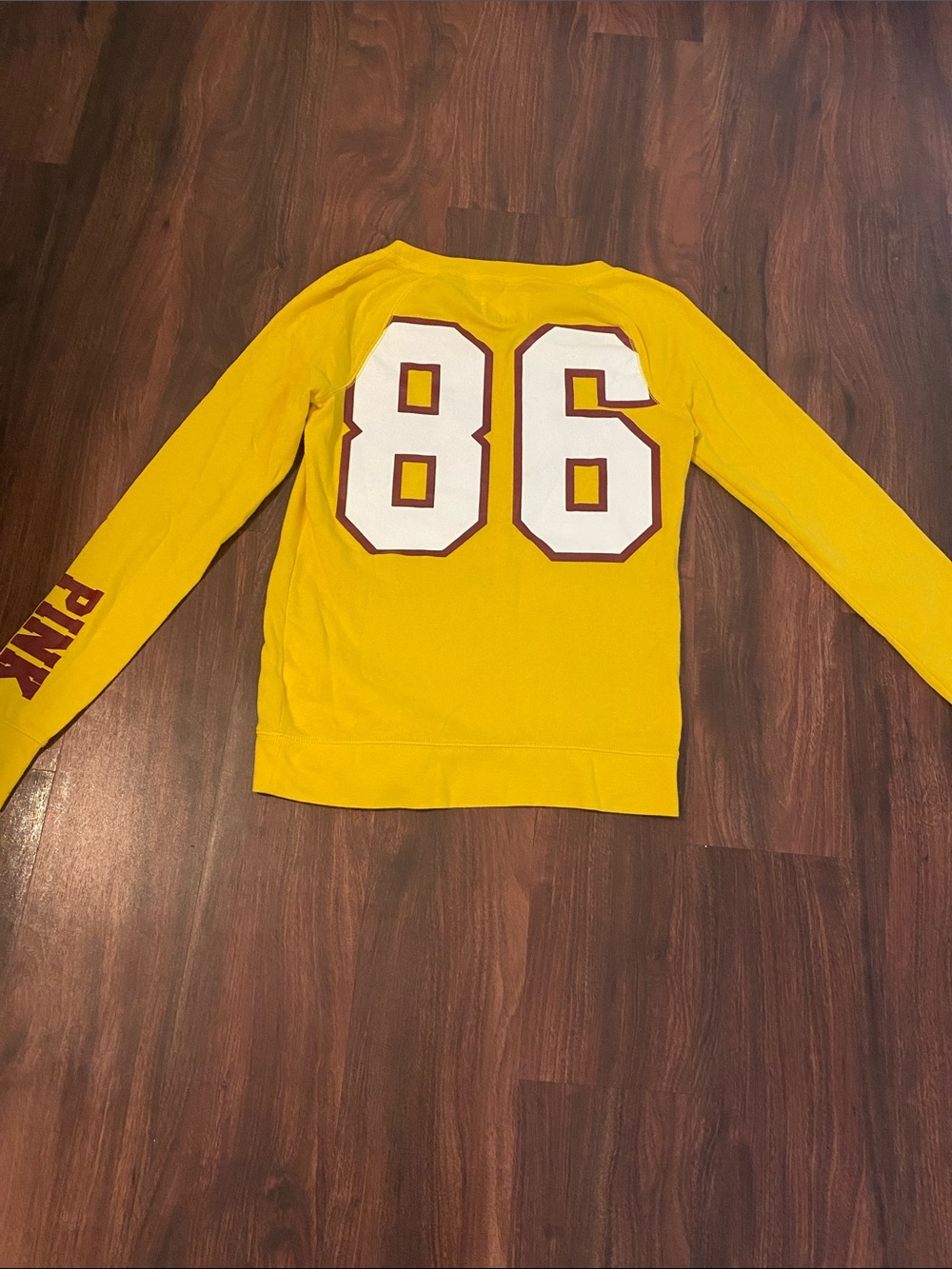 PINK Victoria's Secret Yellow '86' Long Sleeve Sweatshirt